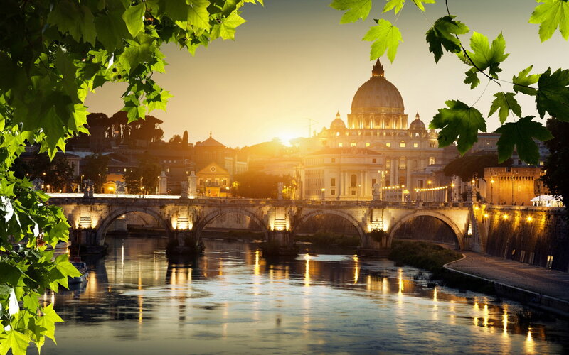 St. Peter's Basilica at Dusk — Gold