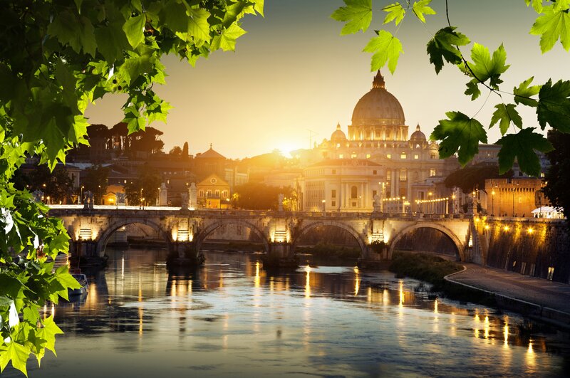 St. Peter's Basilica at Dusk — Green