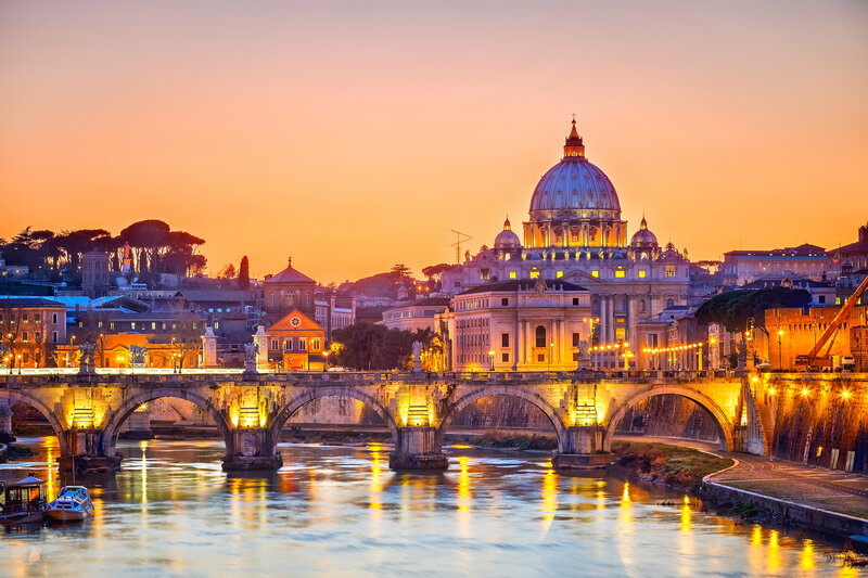 St. Peter's Basilica at Dusk — Orange