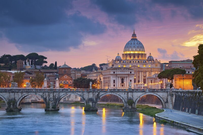 St. Peter's Basilica at Dusk — Purple, Serene