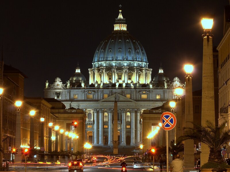 St. Peter's Basilica at night