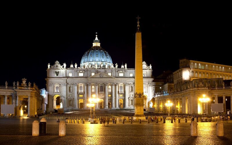 St. Peter's Basilica at Night — Black