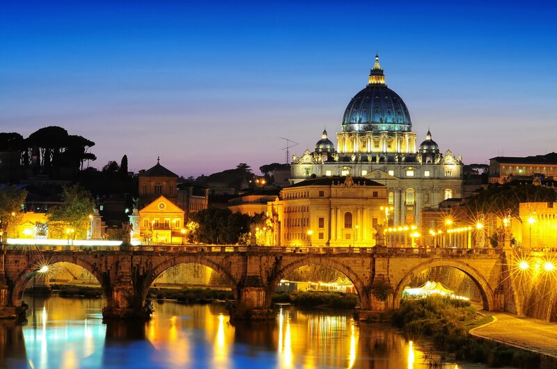 St. Peter's Basilica at Night — Blue