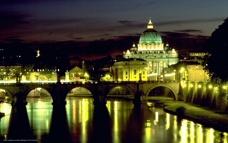 St. Peter's Basilica at Night — Yellow, Serene