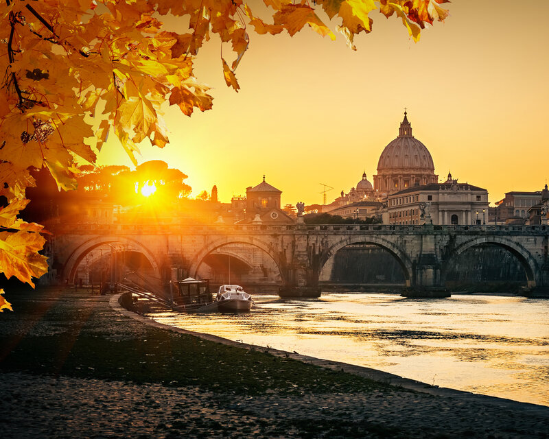St. Peter's Basilica at Sunset — Gold, Serene