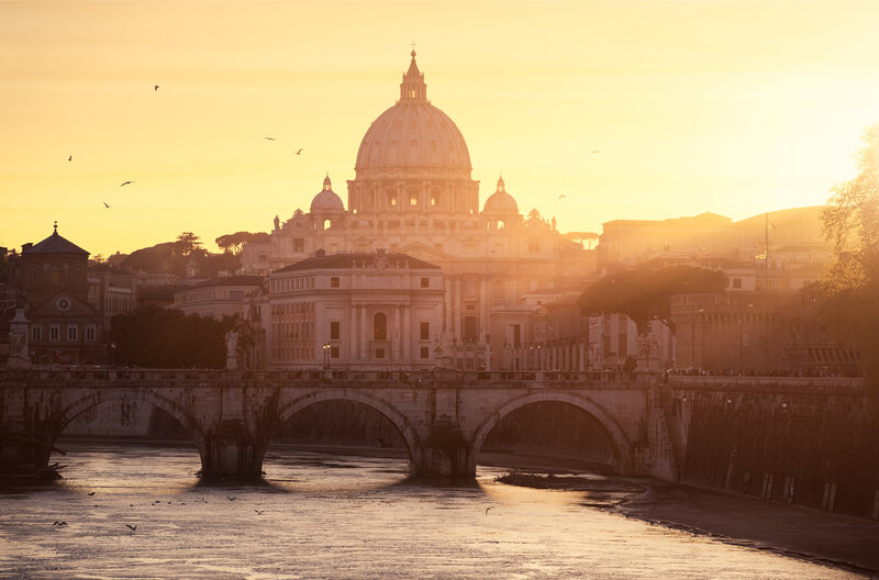 St. Peter's Basilica at Sunset — Gold