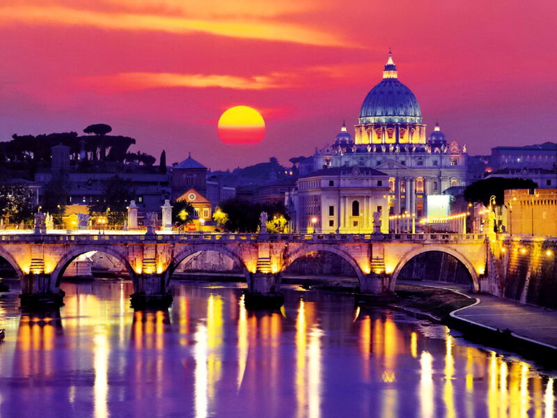 St. Peter's Basilica at Sunset — Purple