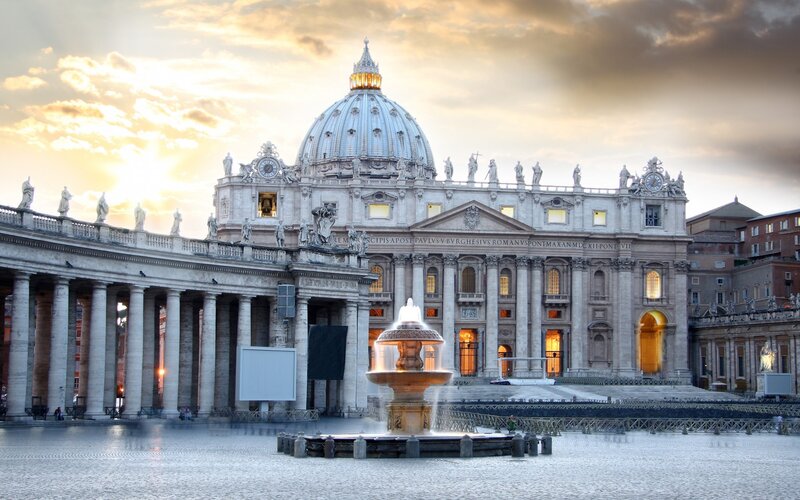 St. Peter's Basilica — Gray, Serene, Sunset