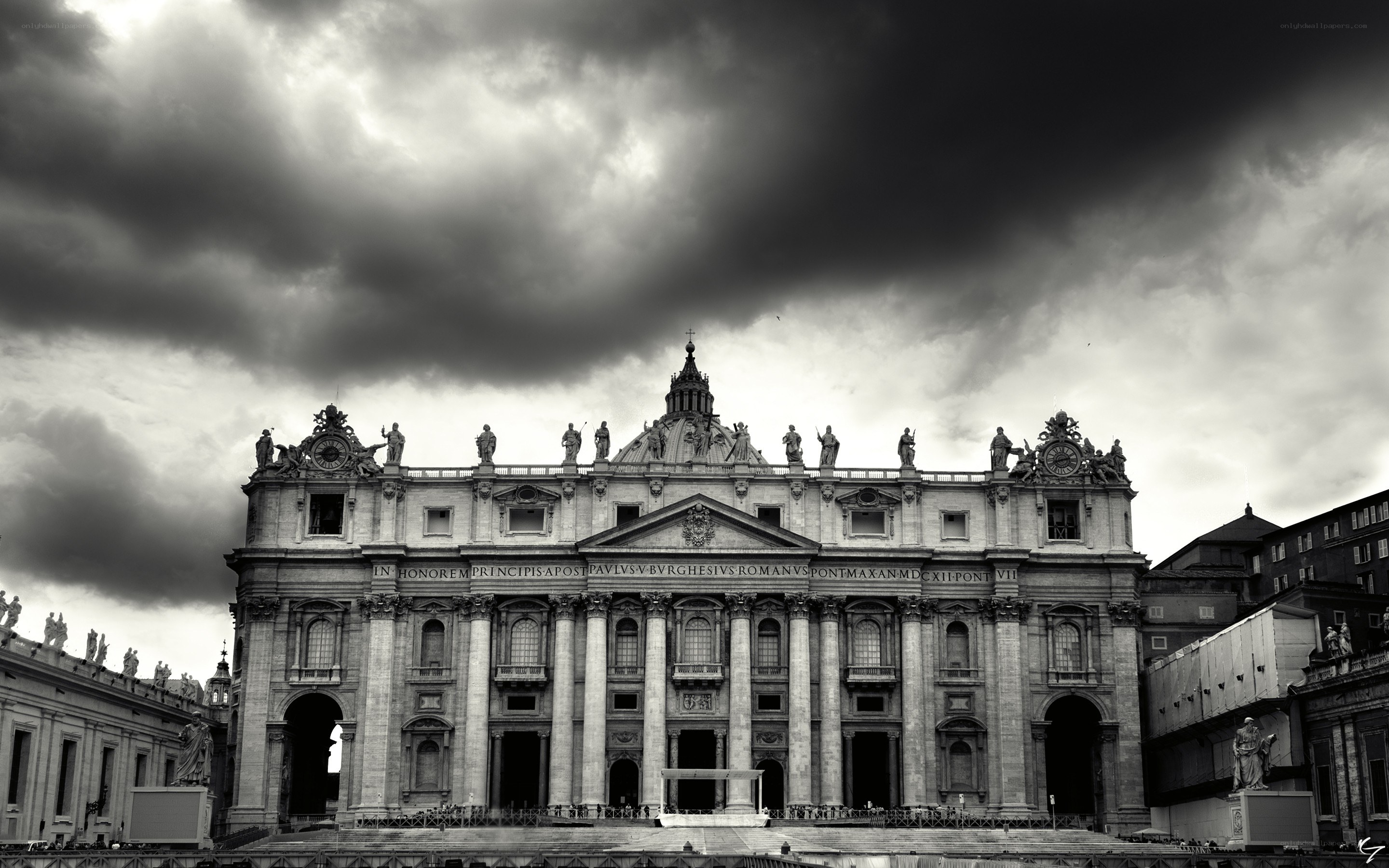 St. Peter's Basilica under stormy sky