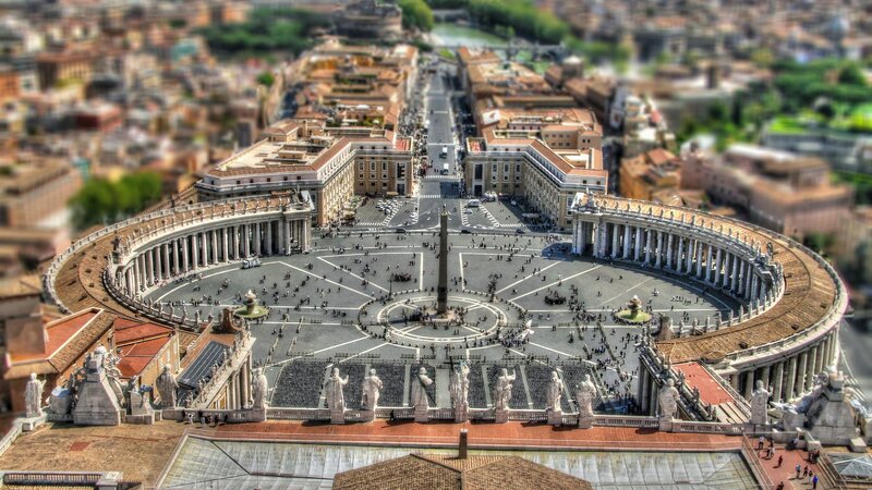 St. Peter's Square — Brown, Serene, Afternoon, Photograph, Buildings, People