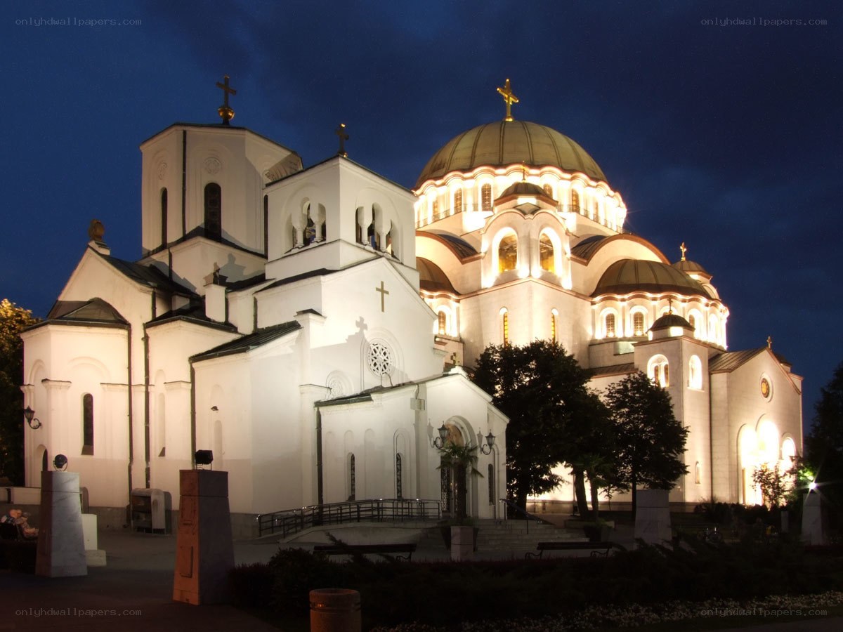 St. Sava Church at night