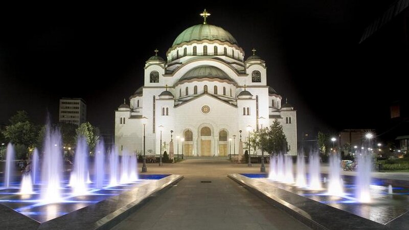 St. Sava Temple at night