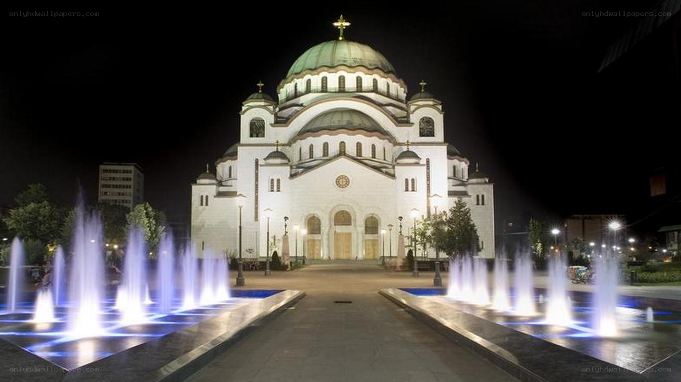 St. Sava Temple at night