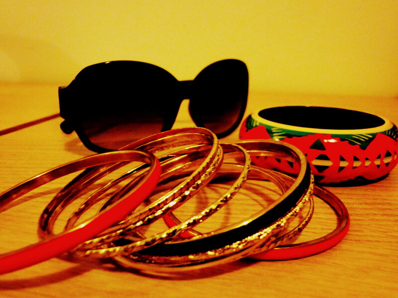Stack of Bangles and Sunglasses