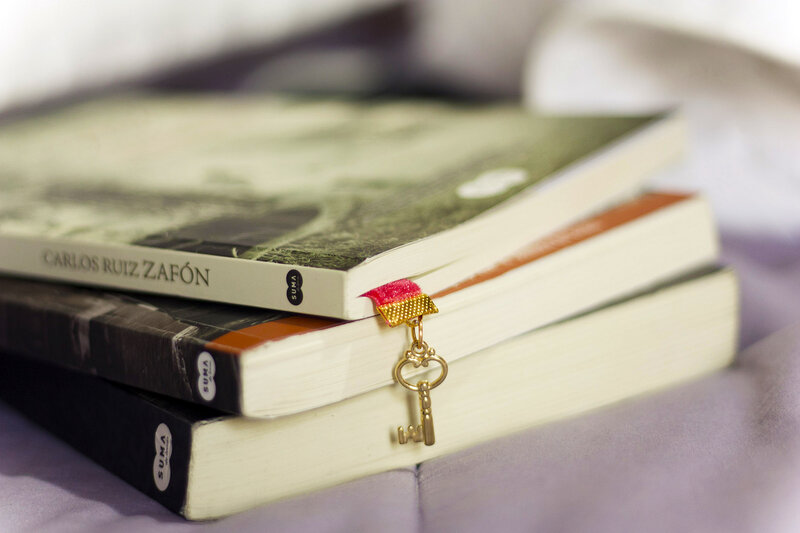Stack of Books with Bookmark