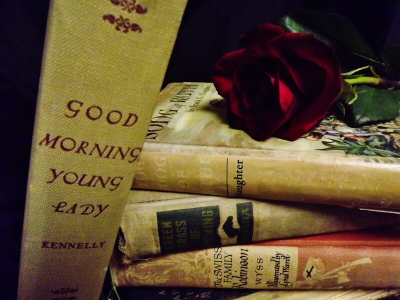 Stack of Books with Rose
