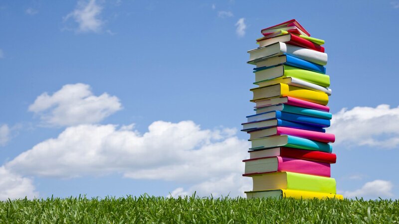 Stack of Colorful Books — Green