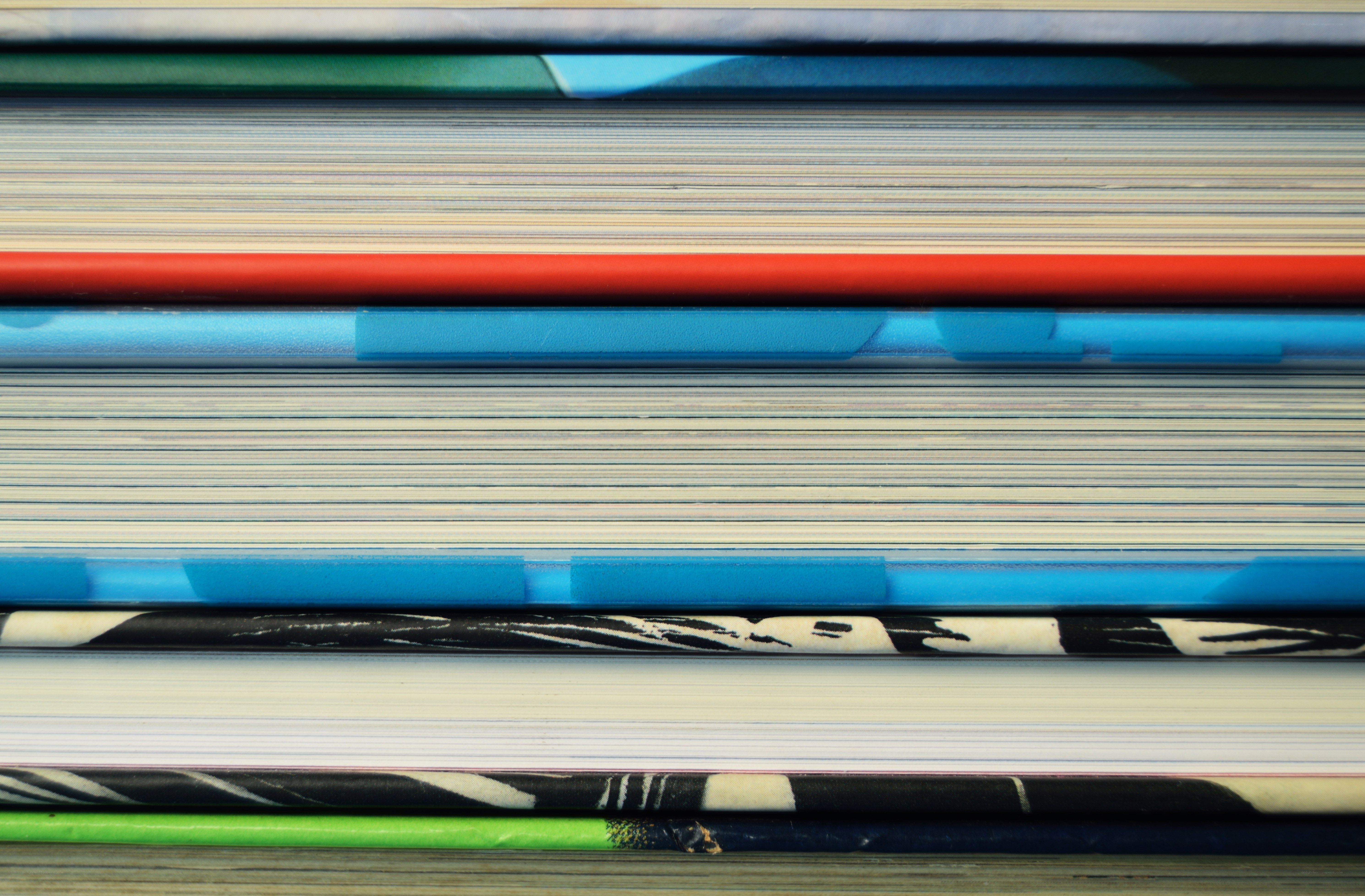 stack of colorful books