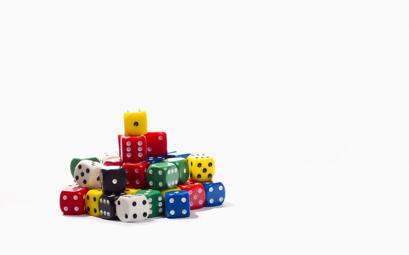 Stack of Colorful Dice — White