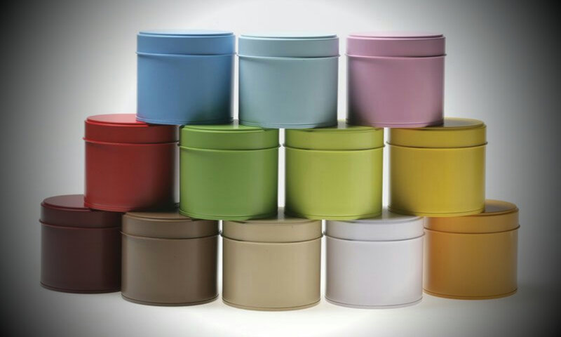 Stack of Colorful Tins