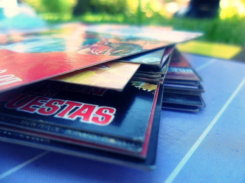 stack of comic books outside
