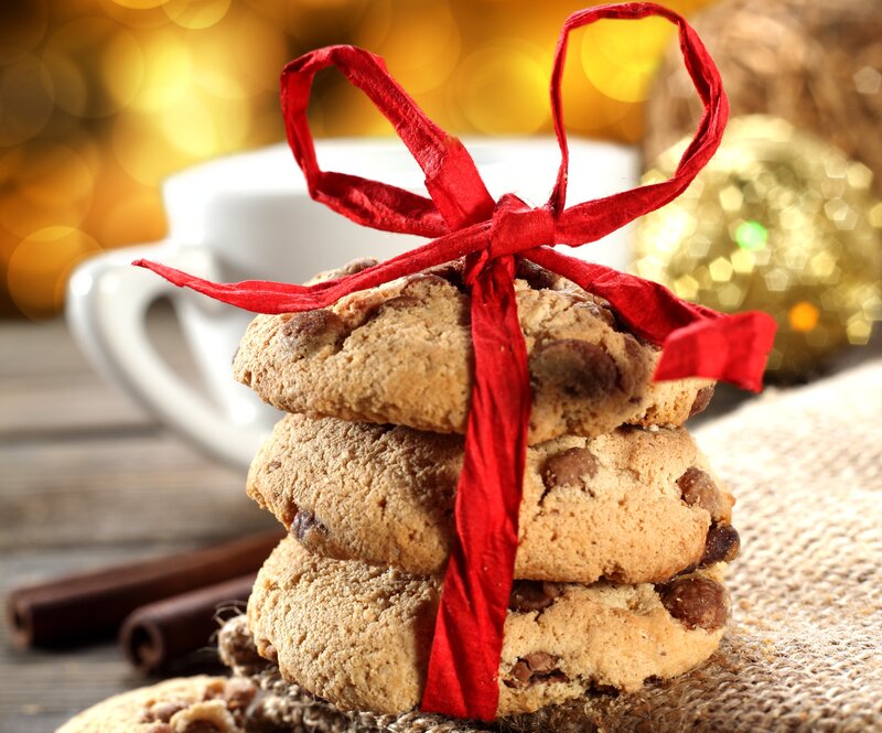 Stack of Cookies with Ribbon — Brown