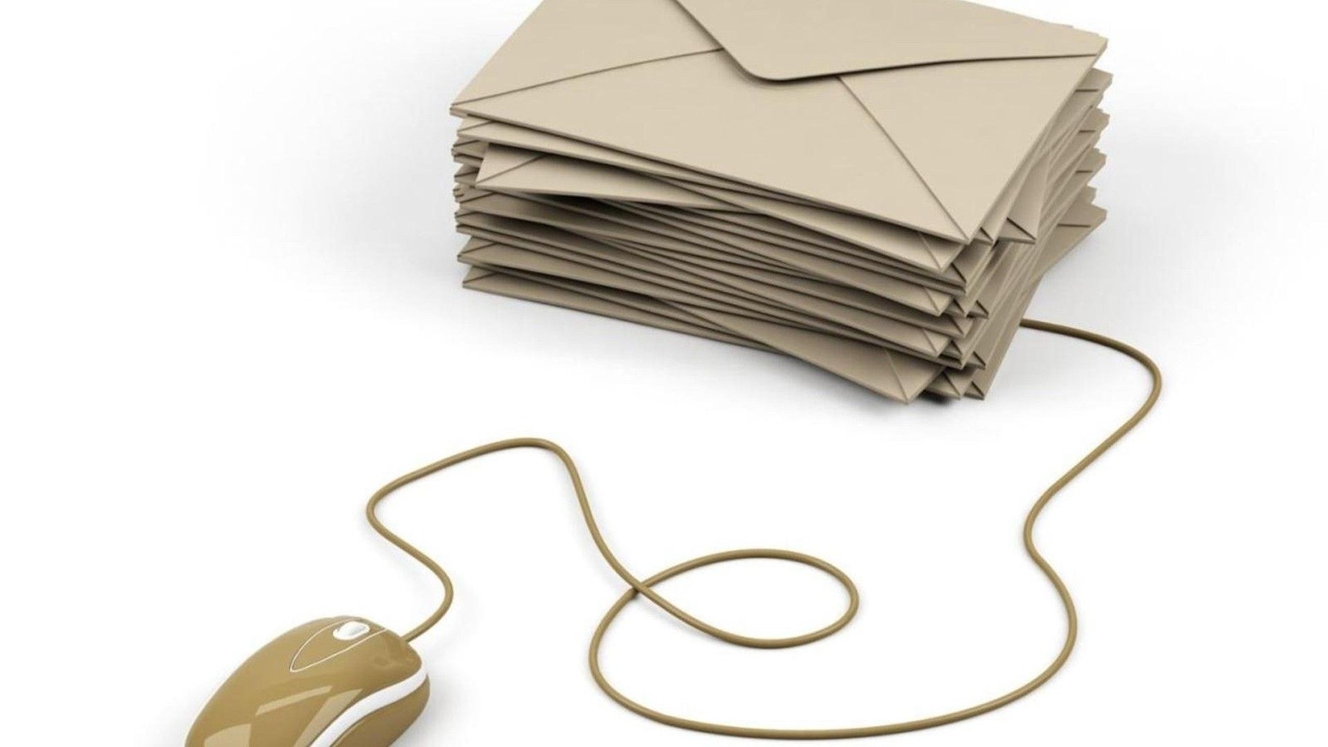 stack of envelopes and mouse