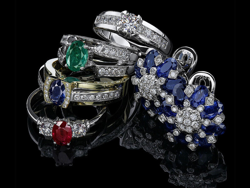 Stack of Gemstone Rings