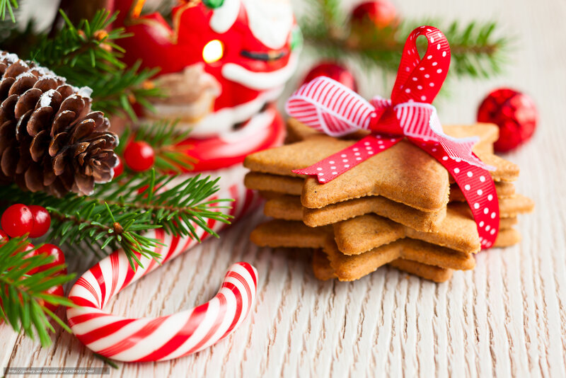 Stack of Gingerbread Cookies — Red, Festive, Winter, Photograph, Pine Branches, Pinecone