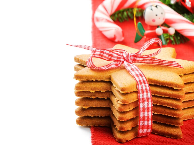 Stack of Gingerbread Cookies — Red, Festive, Winter, Photograph