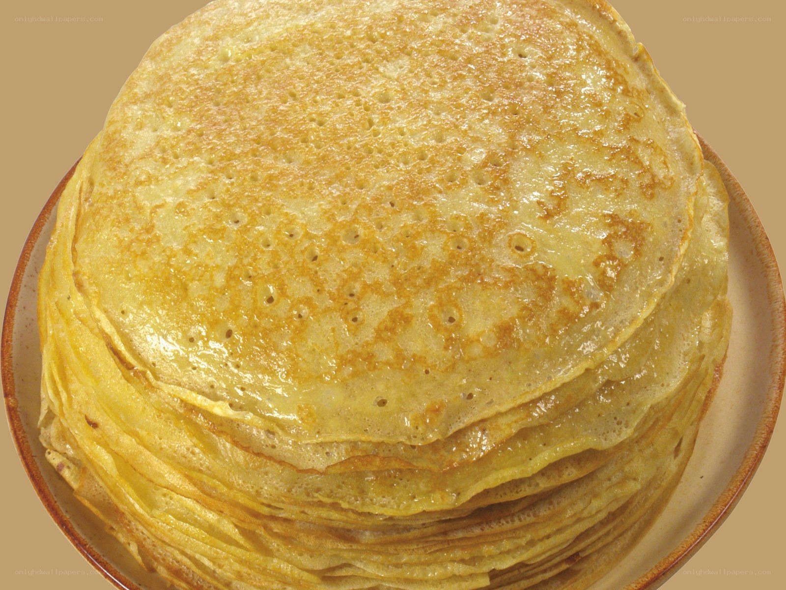 stack of golden pancakes