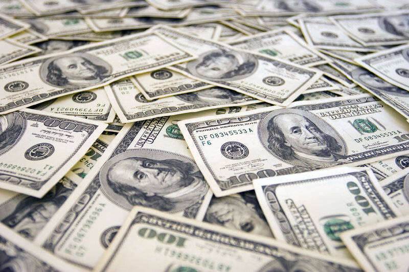 Stack of Hundred-dollar Bills — Green, Neutral