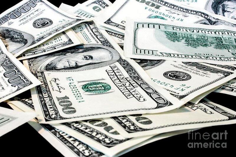 Stack of Hundred-dollar Bills — Green