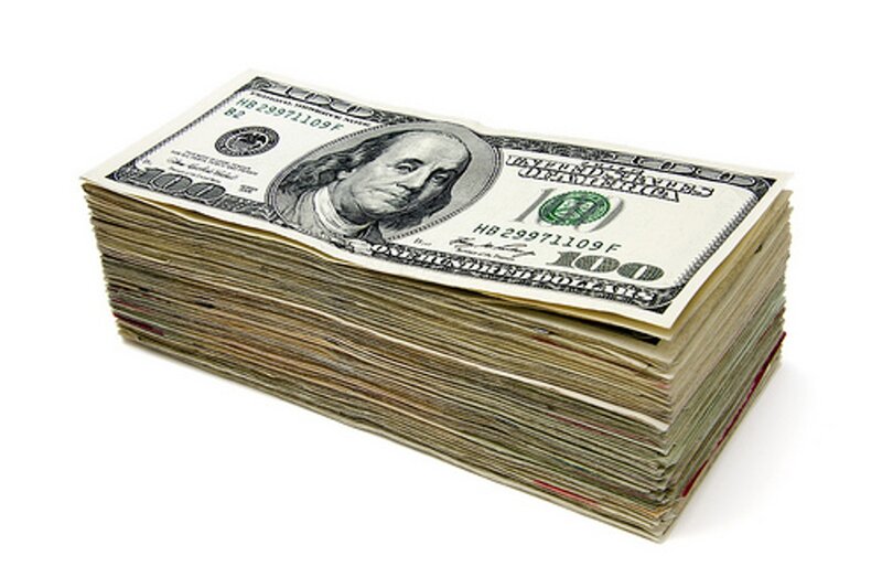 Stack of Hundred-dollar Bills — White, Neutral