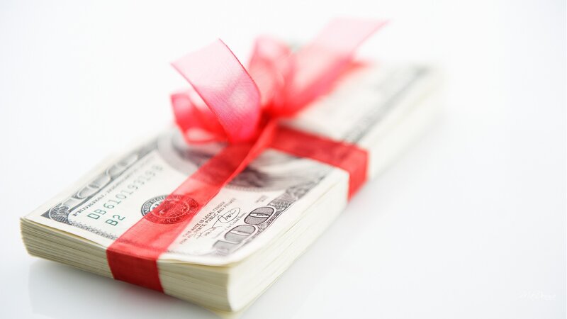 Stack of Hundred-dollar Bills — White