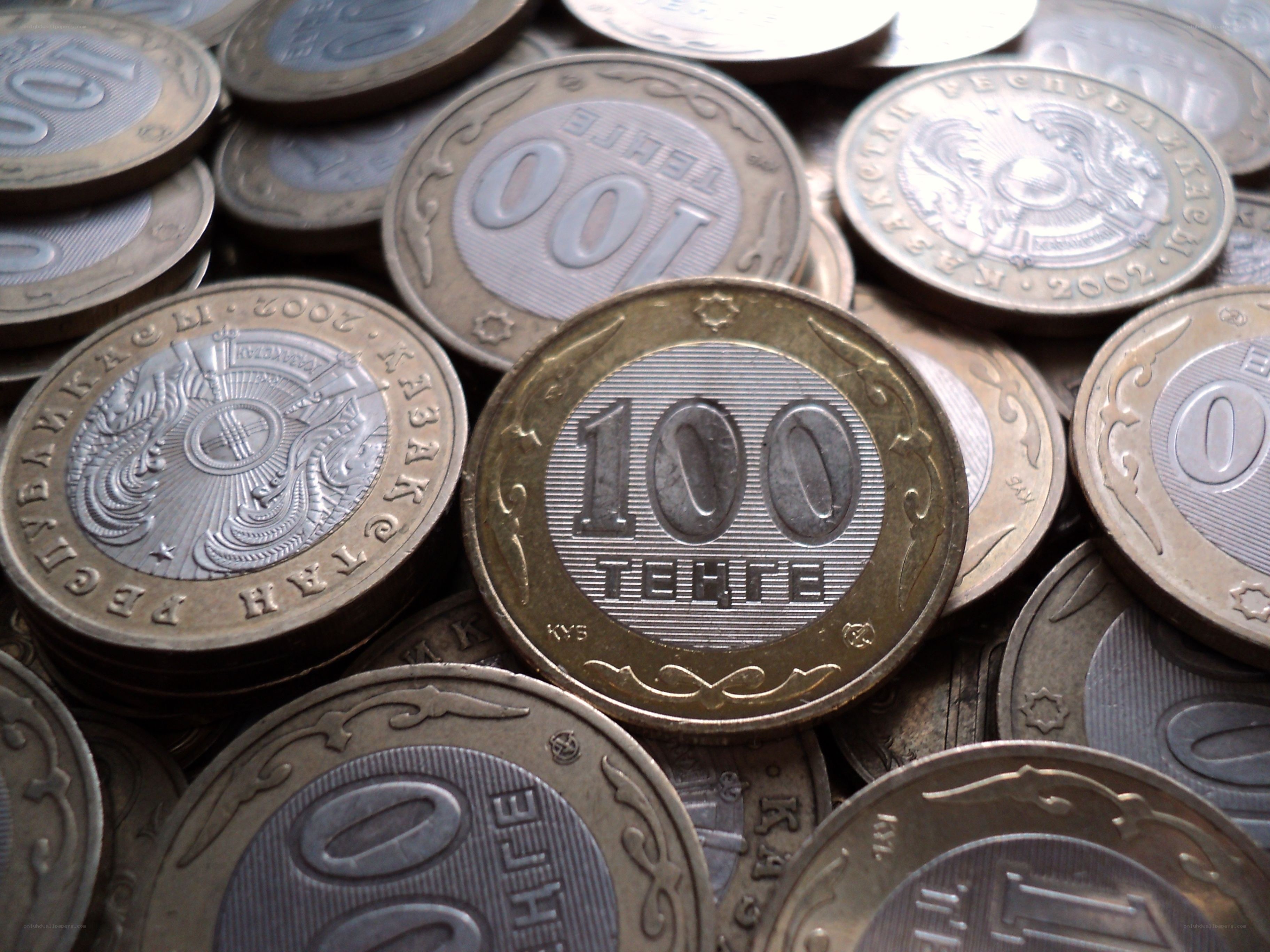 Stack of Kazakhstani coins