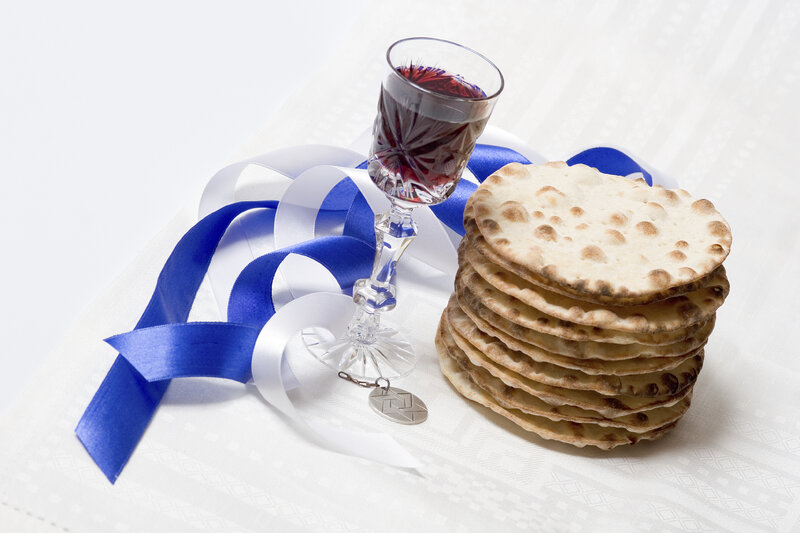Stack of Matzah and Wine