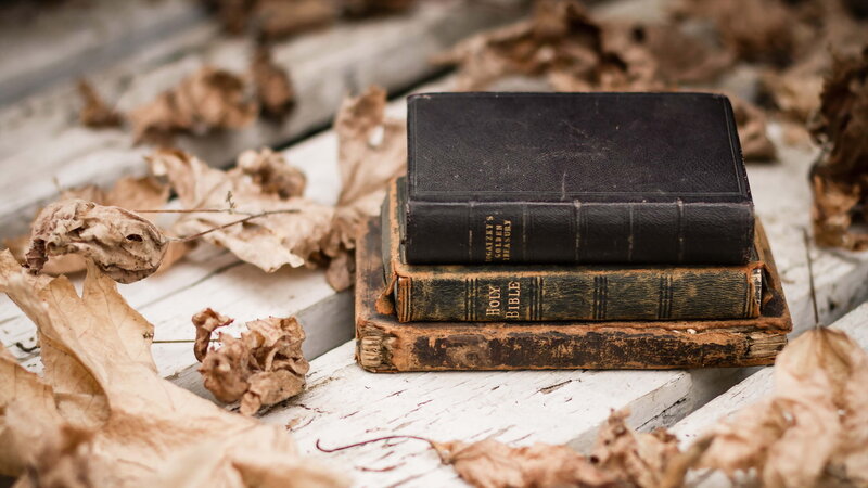 Stack of Old Bibles