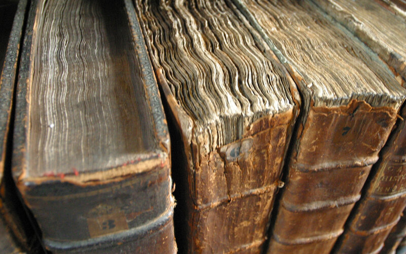 stack of old books