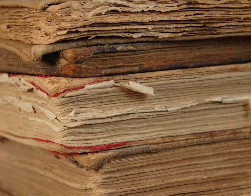 stack of old books
