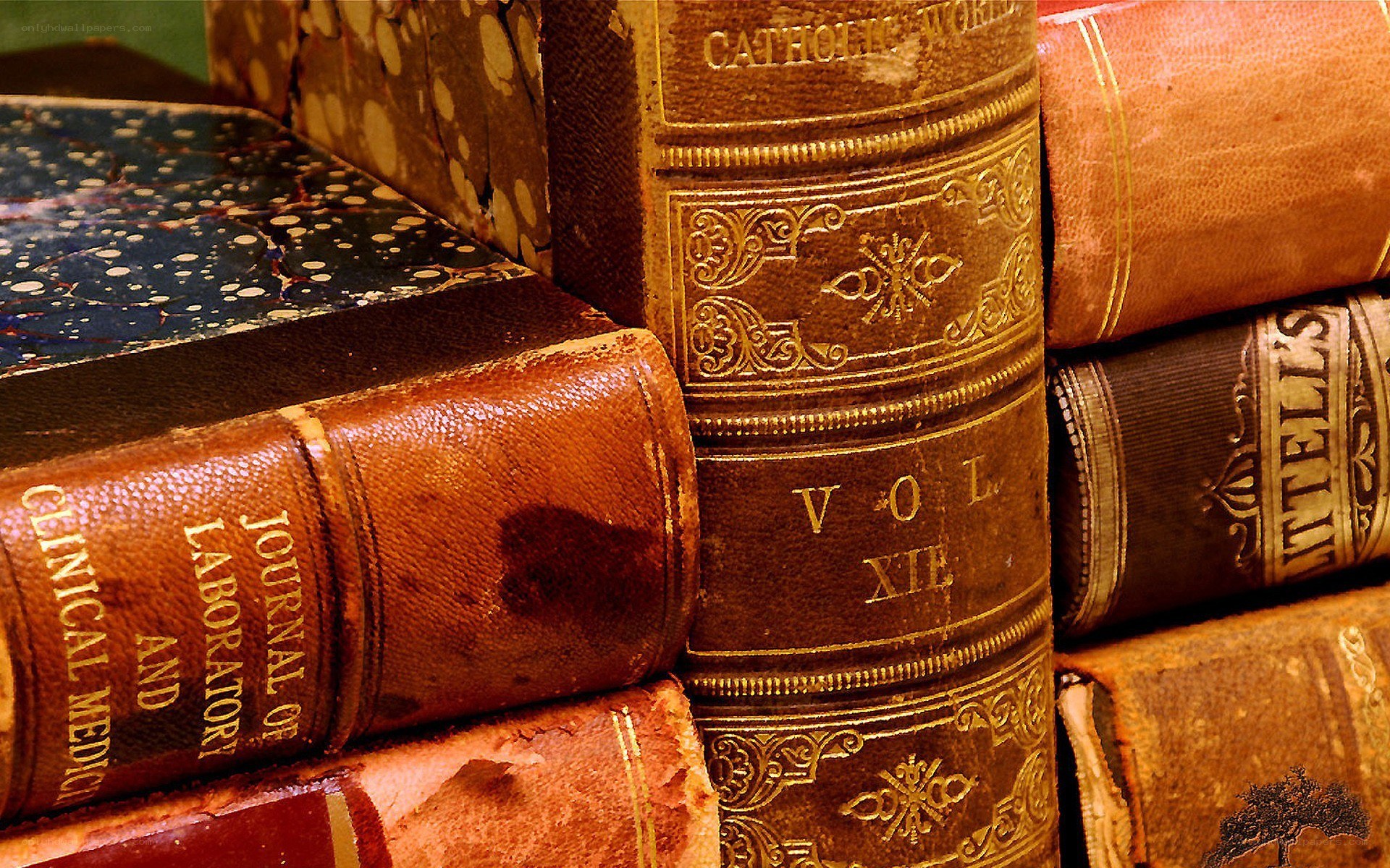 stack of old books