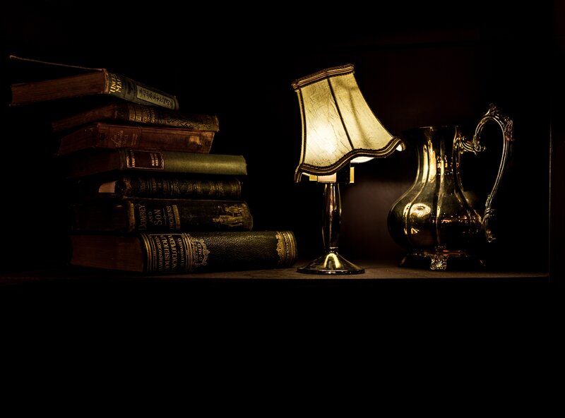 Stack of Old Books — Black, Dramatic, Night