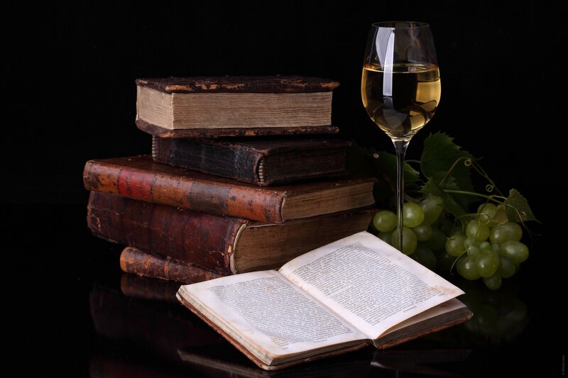 Stack of Old Books — Black, Dramatic, Photograph