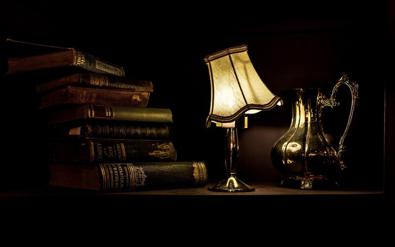Stack of Old Books — Black, Dramatic