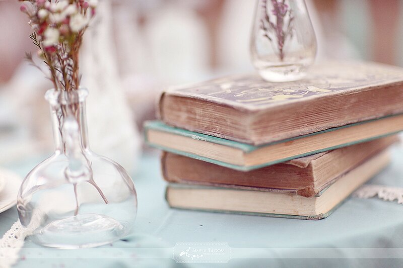 Stack of Old Books — Blue