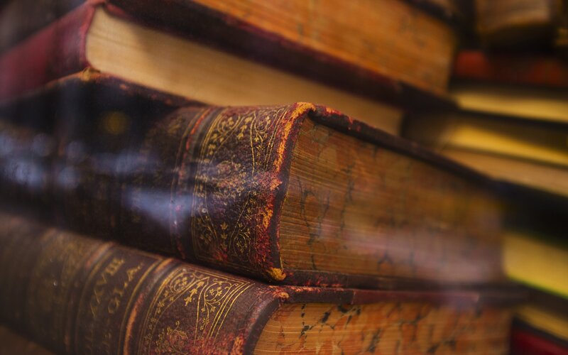 Stack of Old Books — Brown, Calm, Photograph