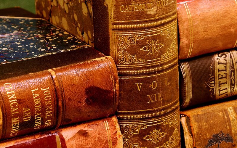 Stack of Old Books — Brown, Dusty, Photograph
