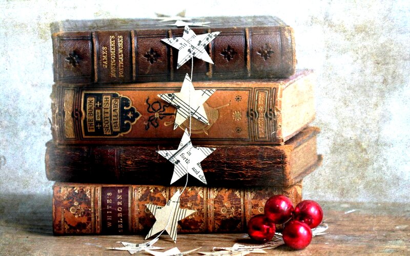 Stack of Old Books — Brown, Festive