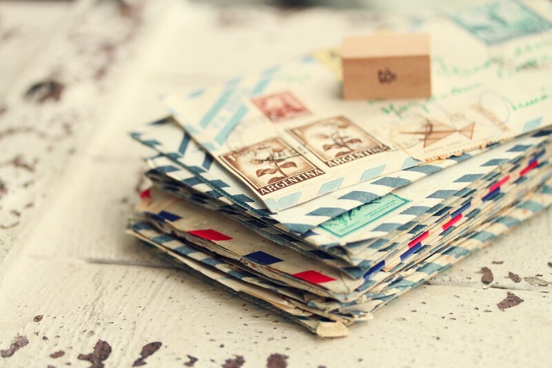 Stack of Old Envelopes — White