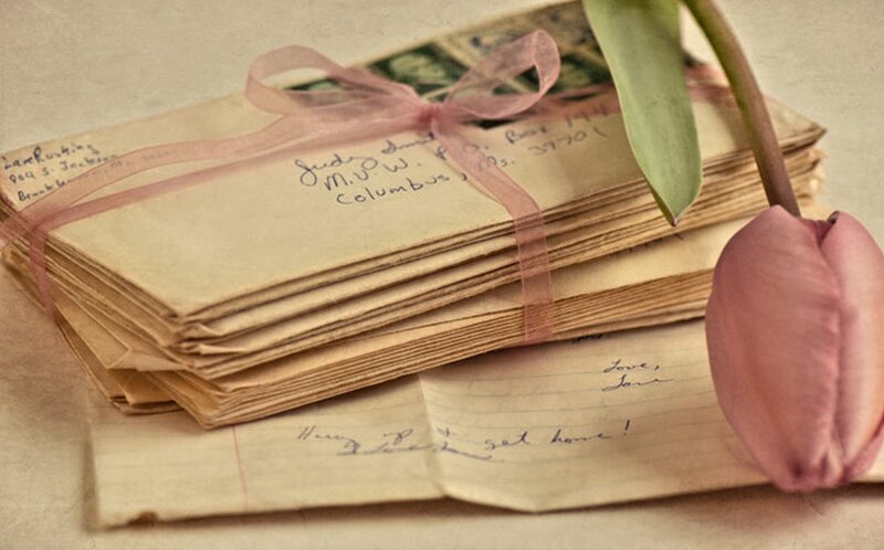 Stack of Old Letters — Beige